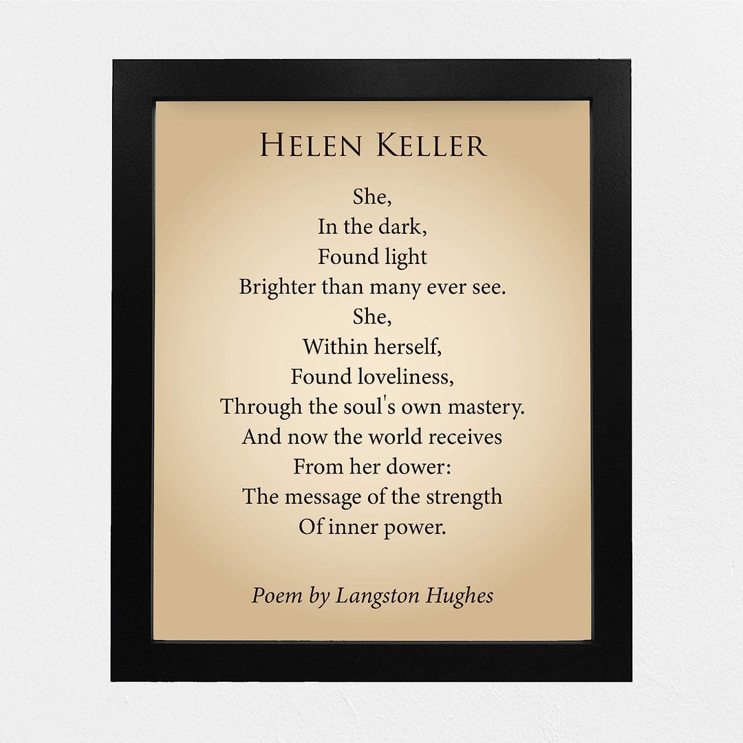 Hellen Keller-Langston Hughes Poetic Wall Art Print-8 x 10" Inspirational Poem Print-Ready to Frame. Modern Typographic Design. Poetry Decor for Home-Office-Study-Library. Great Literary Gift!