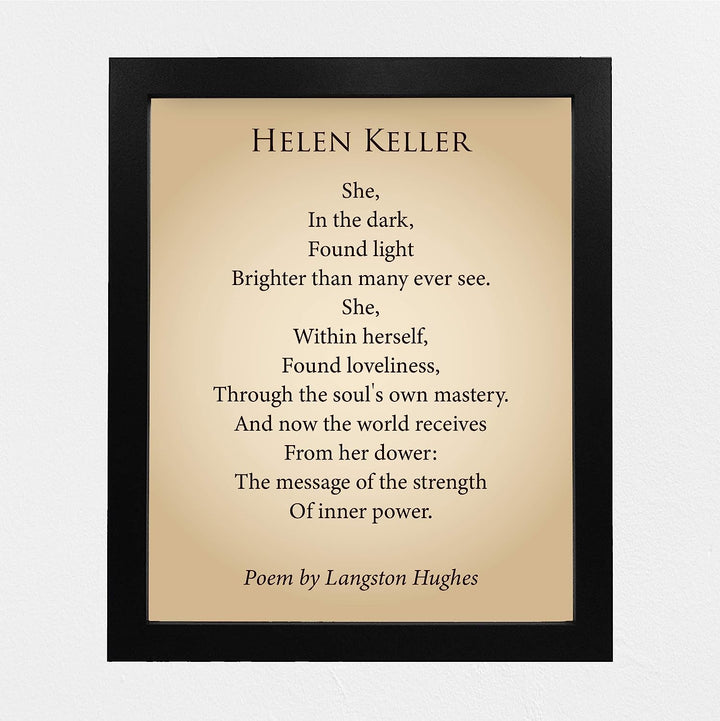 Hellen Keller-Langston Hughes Poetic Wall Art Print-8 x 10" Inspirational Poem Print-Ready to Frame. Modern Typographic Design. Poetry Decor for Home-Office-Study-Library. Great Literary Gift!
