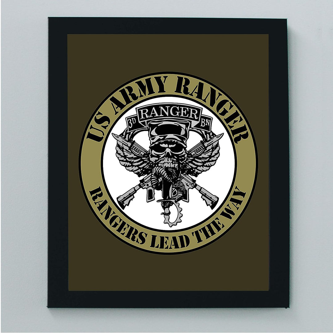 United States Army Ranger"Rangers Lead the Way" Logo -8 x 10"-Military Wall Art Print-Ready to Frame. Patriotic Home-Office-Cave Decor. Great Gift for All Who Served! Display Your Pride-Go Army!