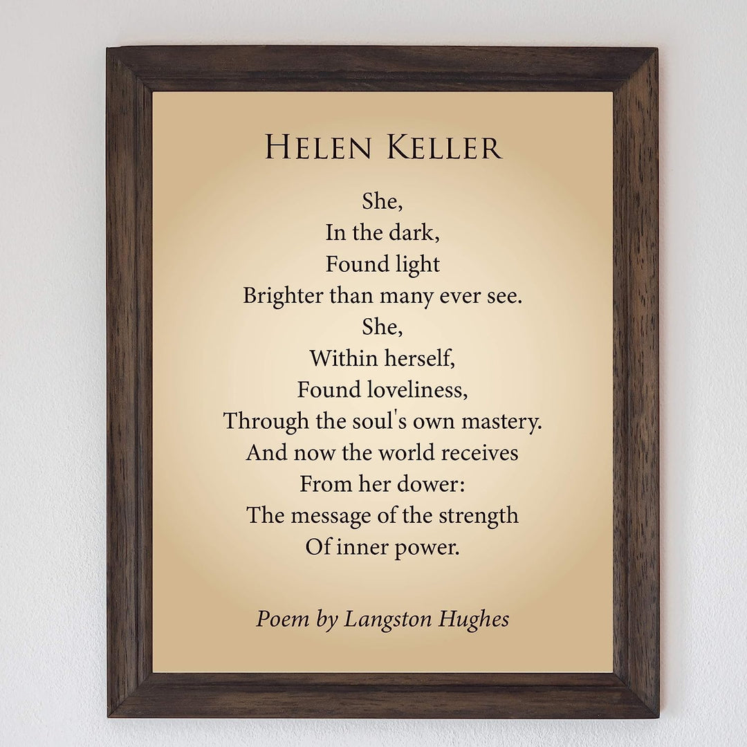 Hellen Keller-Langston Hughes Poetic Wall Art Print-8 x 10" Inspirational Poem Print-Ready to Frame. Modern Typographic Design. Poetry Decor for Home-Office-Study-Library. Great Literary Gift!