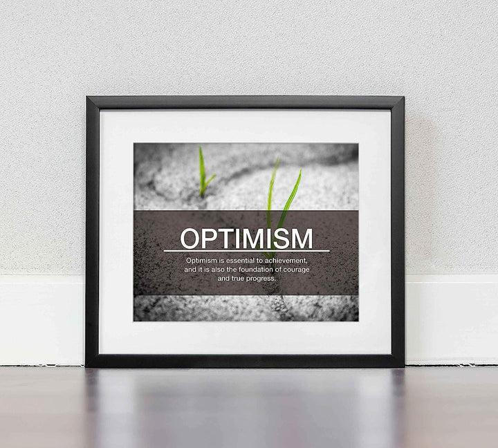 Optimism-Essential to Achievement -Life Quotes Wall Art Sign-10 x 8" Inspirational Poster Print-Ready To Frame. Ideal Home-Office-Studio-Gym-School Decor. Perfect Reminder to Stay Positive!