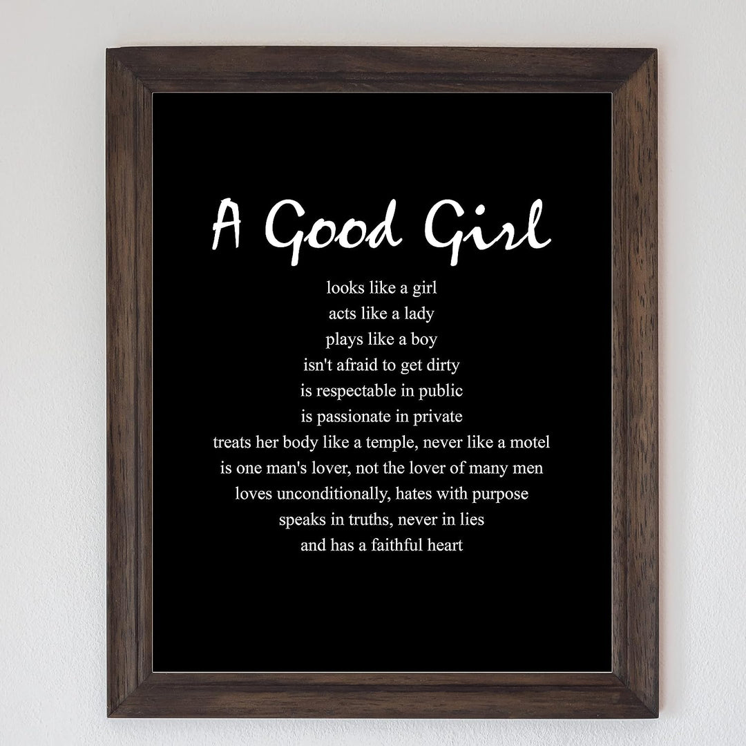 A Good Girl-Has A Faithful Heart-Inspirational Quotes Wall Art -8 x 10" Motivational Womens Typography Print-Ready to Frame. Positive Home-Girls Bedroom-Teen Decor. Great Gift to Empower Women!