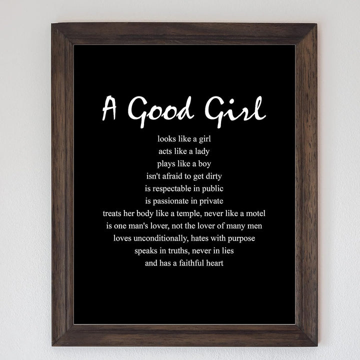 A Good Girl-Has A Faithful Heart-Inspirational Quotes Wall Art -8 x 10" Motivational Womens Typography Print-Ready to Frame. Positive Home-Girls Bedroom-Teen Decor. Great Gift to Empower Women!