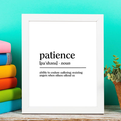 Definition of Patience Inspirational Christian Wall Art-8 x 10" Motivational"Gifts of the Spirit" Print-Ready to Frame. Home-Office-Church-Scripture Decor. Great Religious Gift-Be Patient!