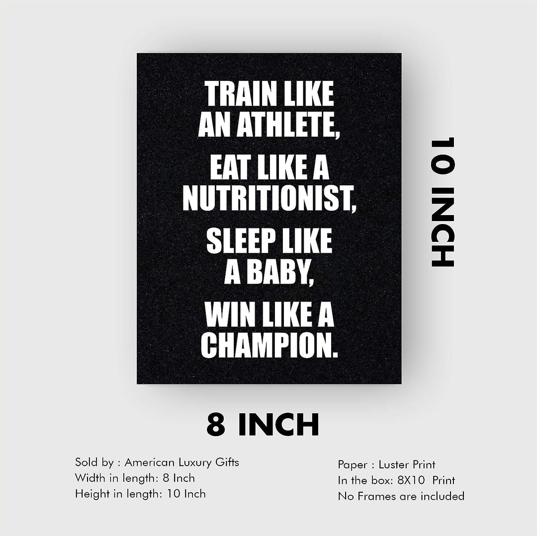 ?Win Like A Champion?-Motivational Gym Quotes -8 x 10" Exercise and Fitness Wall Art Print-Ready to Frame. Modern Typographic Design. Home-Office-Locker Room Decor. Perfect Sign for Motivation!