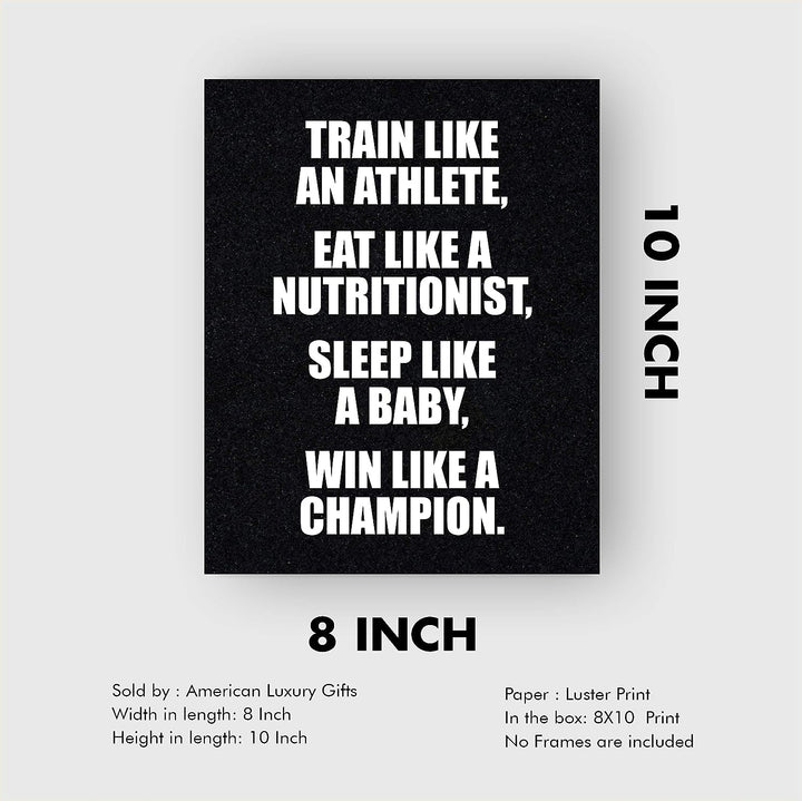 ?Win Like A Champion?-Motivational Gym Quotes -8 x 10" Exercise and Fitness Wall Art Print-Ready to Frame. Modern Typographic Design. Home-Office-Locker Room Decor. Perfect Sign for Motivation!