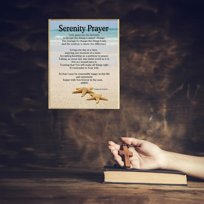 Serenity Prayer Wall Art – Christian Wall Decor with Starfish Scripture, Bible Verse Inspirational Wall Art Print for Living Room, Office, Church, or Beach House