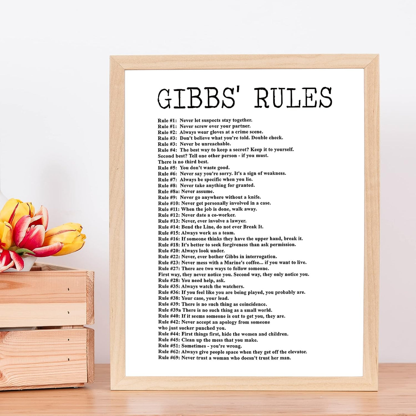 Gibbs' Rules- Funny Office Sign - 11 x 14" Wall Decor Print-Ready to Frame. Humorous Poster Print for Home-Office-Studio-Bar-Garage. Great Desk & Cubicle Sign. Perfect Novelty Gift for NCIS Fans!