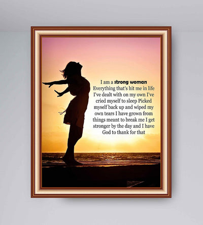 I Am A Strong Woman-I Have God To Thank For That Inspirational Quotes Art Print-8 x 10" Fierce Motivational Wall Sign-Ready to Frame. Ideal Home-Office-Dorm-School Decor. Great Gift of Motivation!