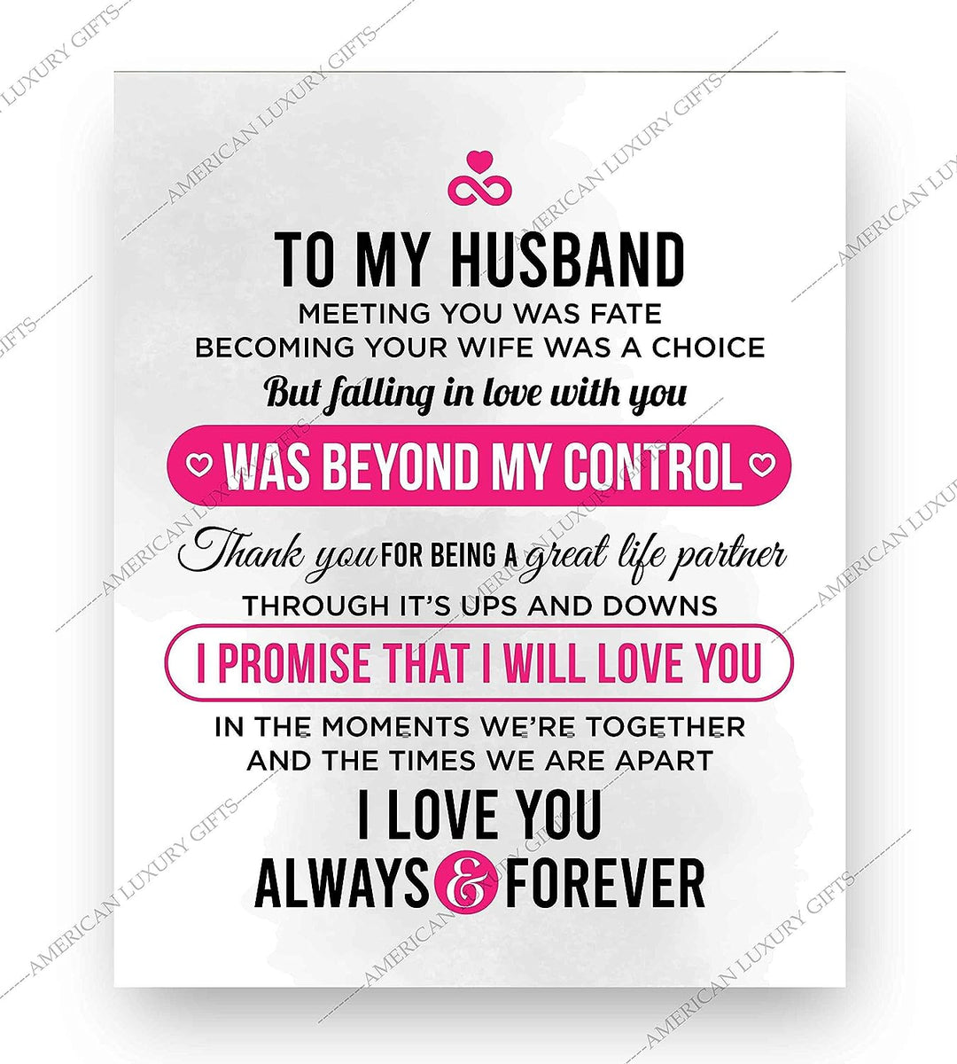 To My Husband-I Love You Always &amp; Forever- Love &amp; Marriage Wall Art Print- 8 x 10"-Ready to Frame. Loving Wall Decor Perfect for Spouses, Newlyweds, &amp; BFF&