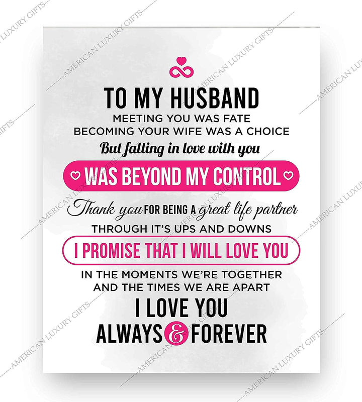 To My Husband-I Love You Always &amp; Forever- Love &amp; Marriage Wall Art Print- 8 x 10"-Ready to Frame. Loving Wall Decor Perfect for Spouses, Newlyweds, &amp; BFF&