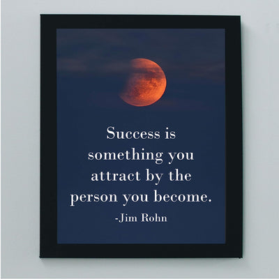 Jim Rohn-"Success Is Something You Attract"- Motivational Quotes Wall Art -8 x 10" Inspirational Sunset Print-Ready to Frame. Ideal for Home-School-Office-Gym Modern Decor. Great Gift of Motivation!