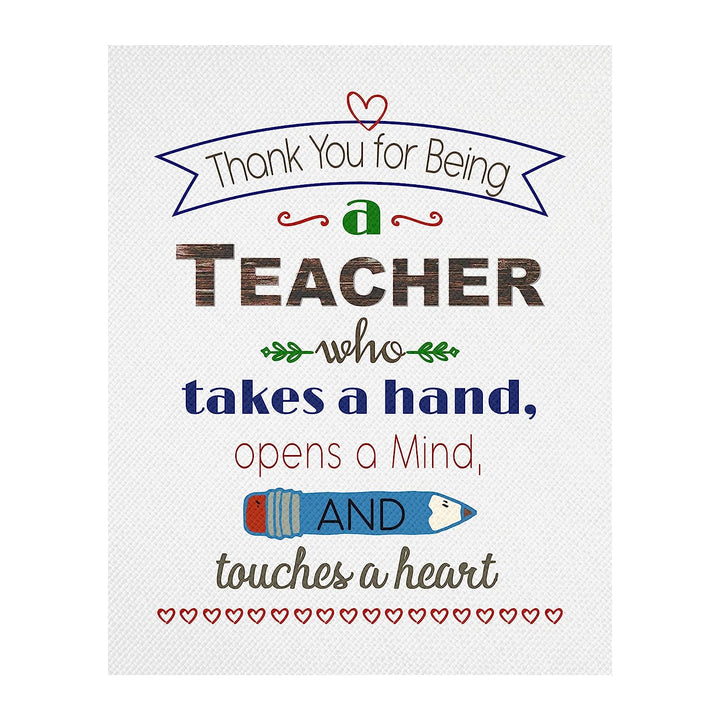 ?Thank You For Being A Teacher?- Uplifting Quotes Wall Art- 8 x 10" Modern Inspirational Poster Print- Ready to Frame. Great Home-Office-Classroom Decor. Perfect Gift of Appreciation &amp; Gratitude!