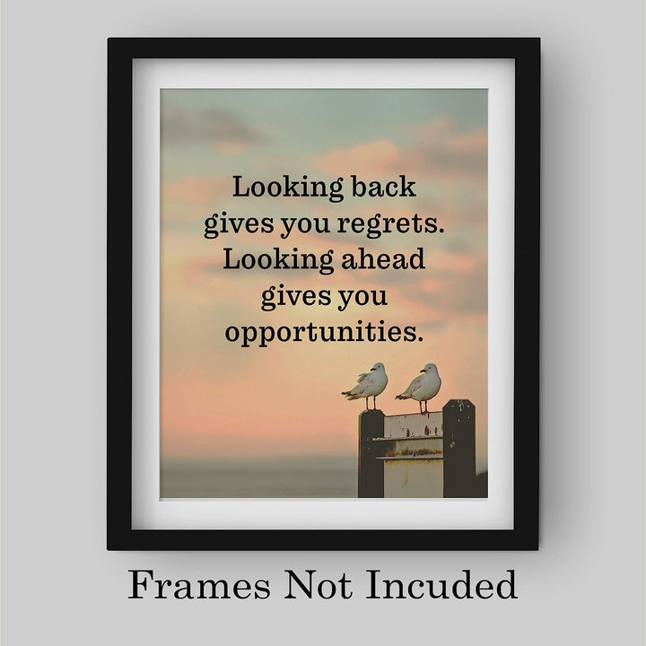 Looking Ahead Gives You Opportunities Beach Poster Print-8x10" Inspirational Quotes Wall Art-Ready to Frame. Home-Office-Ocean Theme Decor. Perfect Guest-Beach House Sign! Great Life Lesson!