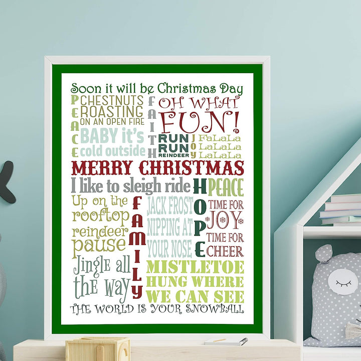 Soon It Will Be Christmas Day Christmas Songs Wall Art -11 x 14" Holiday Music Poster Print -Ready to Frame. Typographic Sign for Home-Welcome-Kitchen-Farmhouse Decor. Display Your Holiday Joy!