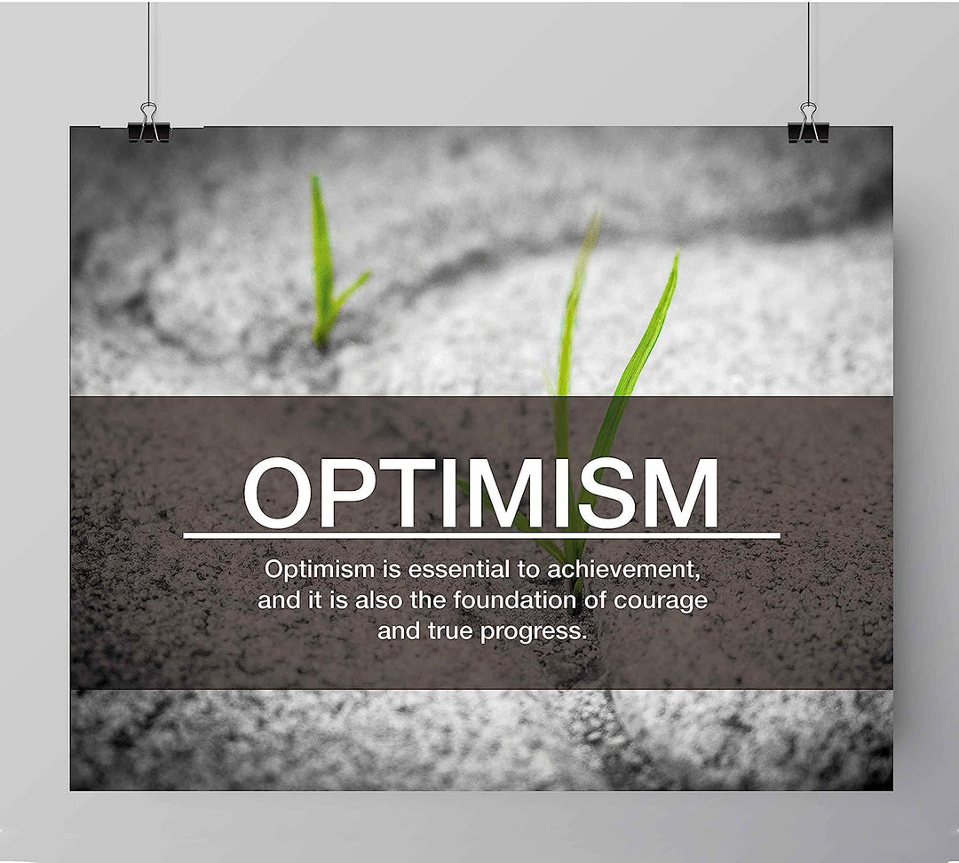 Optimism-Essential to Achievement -Life Quotes Wall Art Sign-10 x 8" Inspirational Poster Print-Ready To Frame. Ideal Home-Office-Studio-Gym-School Decor. Perfect Reminder to Stay Positive!