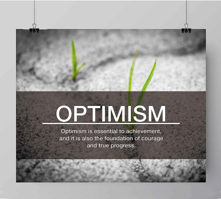 Optimism-Essential to Achievement -Life Quotes Wall Art Sign-10 x 8" Inspirational Poster Print-Ready To Frame. Ideal Home-Office-Studio-Gym-School Decor. Perfect Reminder to Stay Positive!