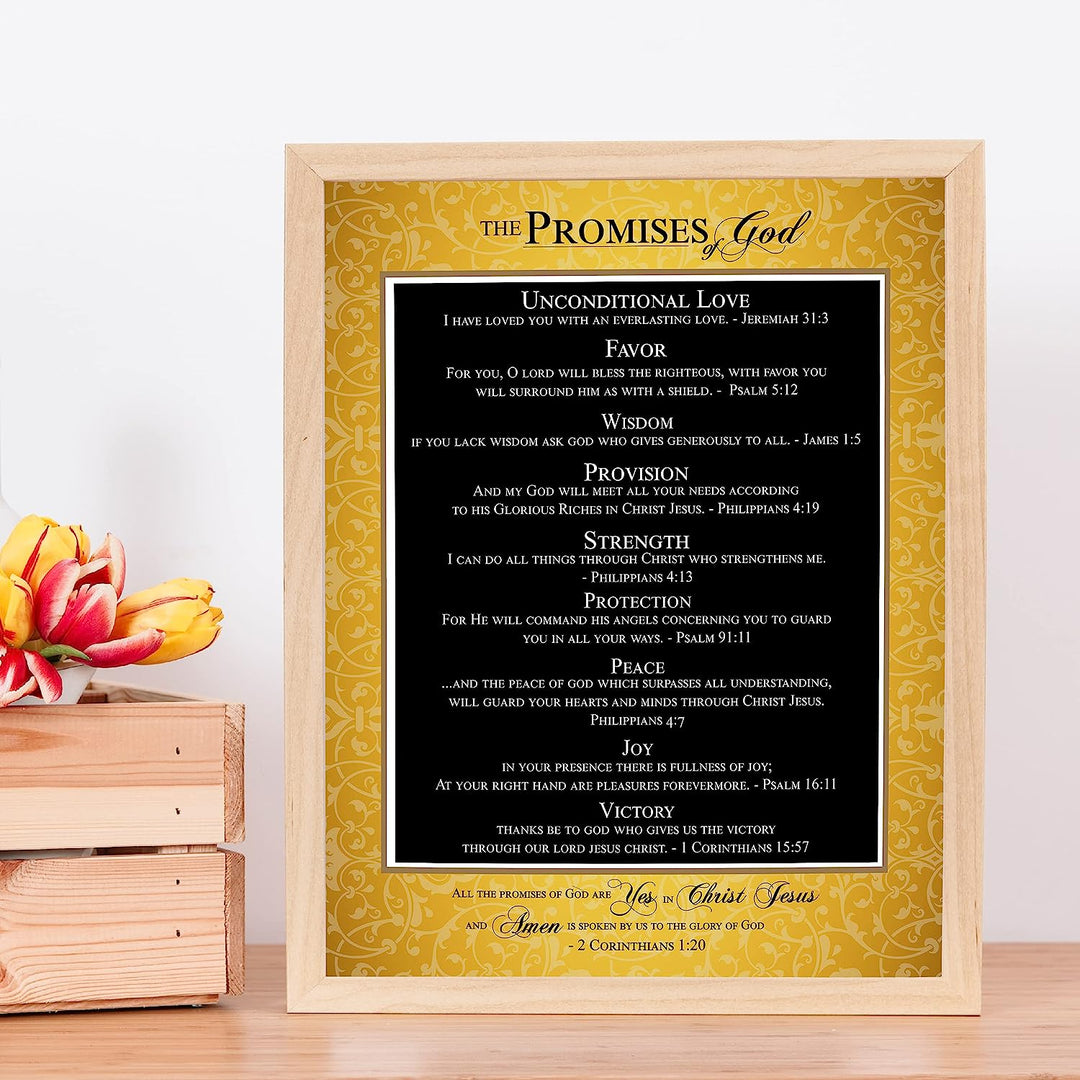 The Promises of God-Bible Verse Wall Art Sign -11 x 14" Scripture Wall Print-Ready to Frame. Inspirational Home-Office-Church Decor. Great Religious Gift. Perfect Reminders of God&