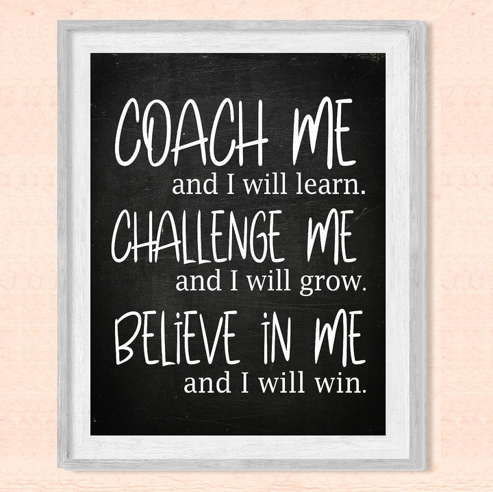 Coach Me &amp; I Will Learn Motivational Quotes Wall Sign -8 x 10" Inspirational Typographic Art Print -Ready to Frame. Modern Decoration for Home-Office-School-Gym Decor. Great Gift of Motivation!