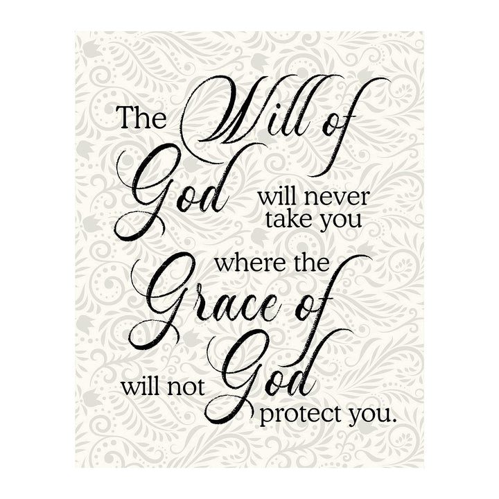Never Take You Where Grace of God Will Not Protect You Inspirational Quotes Wall Art -8 x 10" Floral Christian Poster Print-Ready to Frame. Positive Home-Office-Church Decor. Great Gift of Faith!