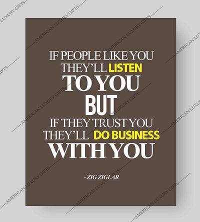 Zig Ziglar Quote-"If People Trust You-They'll Do Business With You" Motivational Quotes Wall Art-8 x 10" Typographic Poster Print-Ready to Frame. Inspirational Home-Office-Desk-Classroom Decor!