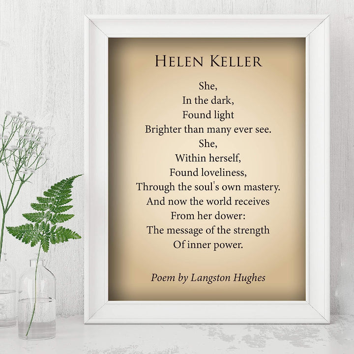 Hellen Keller-Langston Hughes Poetic Wall Art Print-8 x 10" Inspirational Poem Print-Ready to Frame. Modern Typographic Design. Poetry Decor for Home-Office-Study-Library. Great Literary Gift!