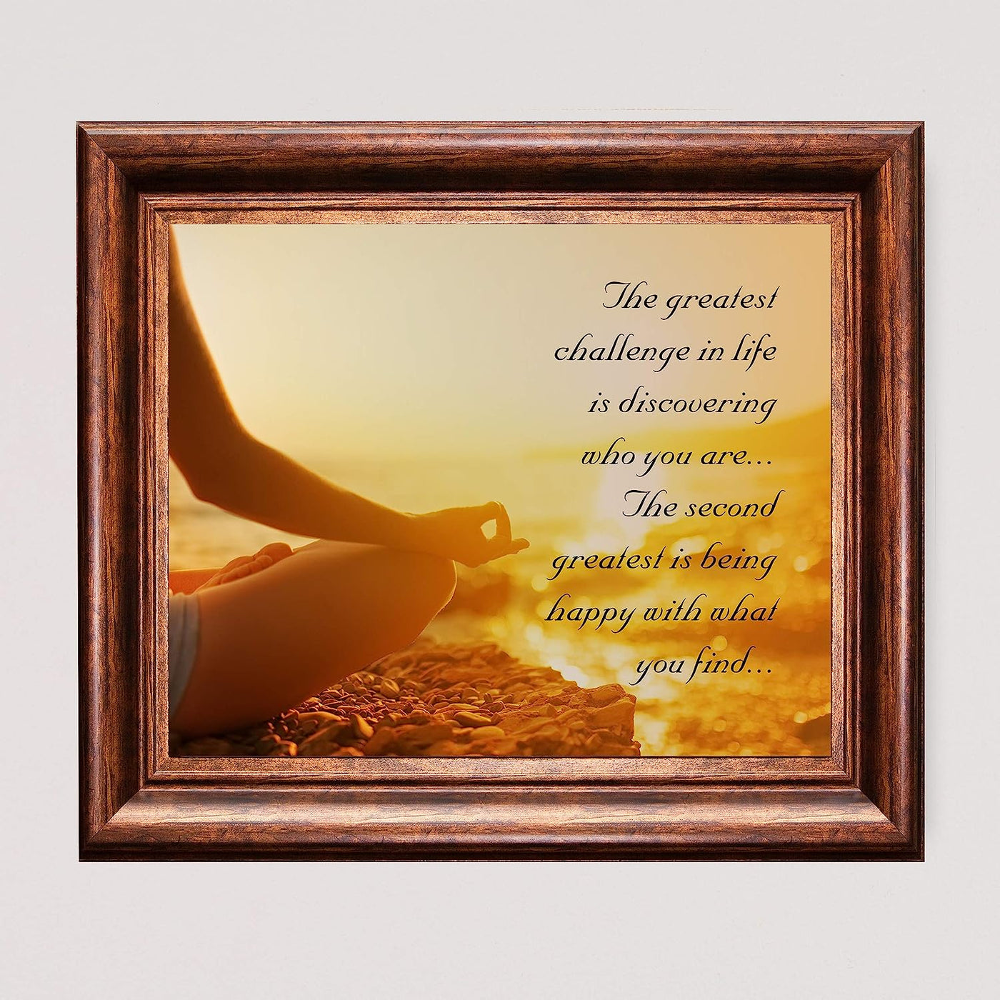 Greatest Challenge-Discover Who You Are-Happy With What You Find- Inspirational Wall Art-10 x 8"- Wall Print-Ready to Frame. Modern Zen Decor for Home-Office-Studio-Meditation-Yoga. Great Gift!