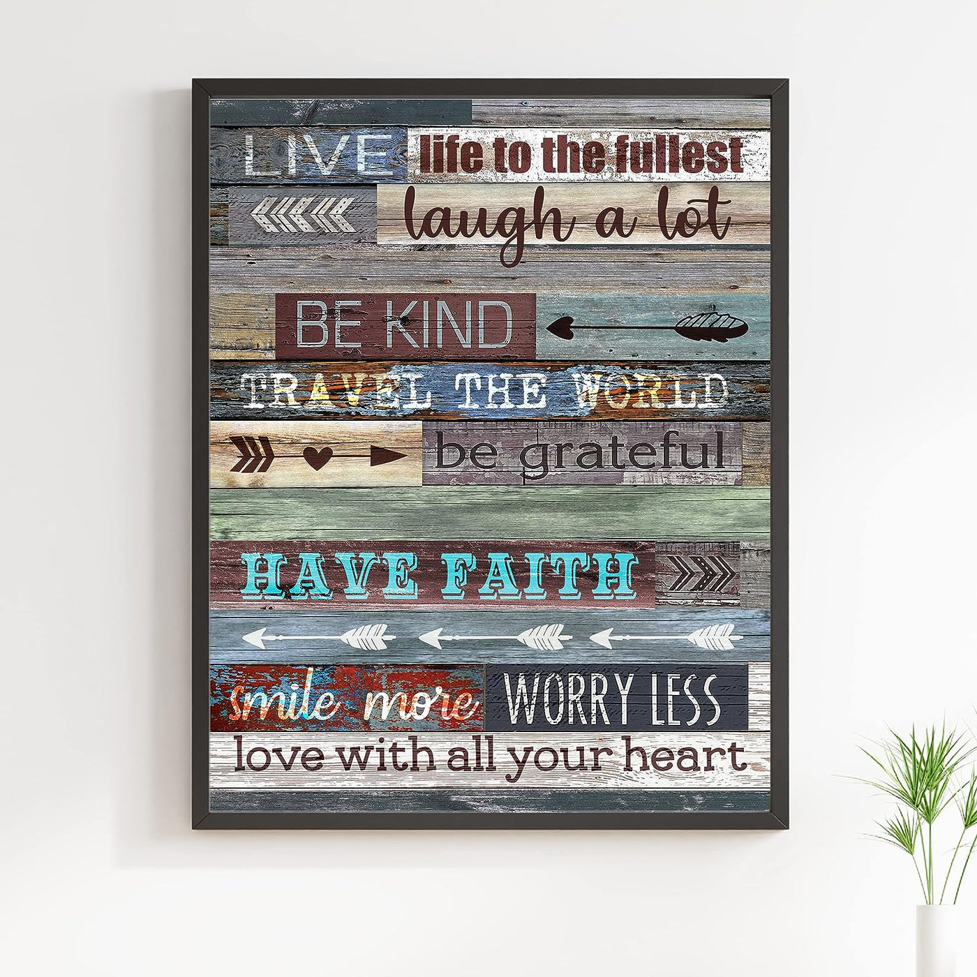 Live Life to the Fullest Inspirational Quotes Wall Art-11x14" Motivational Poster Print w/Replica Wood Design-Ready to Frame. Great Home-Office-School Decor for Inspiration! Printed on Photo Paper.