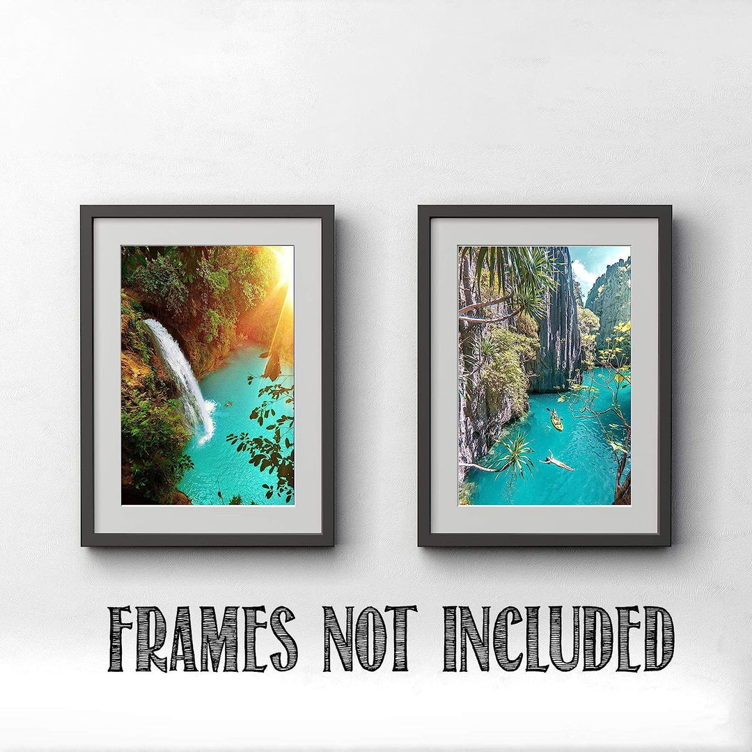 Tropical Waterfall Lagoons- 2 Print Set Wall Art- Matching 8 x 10&