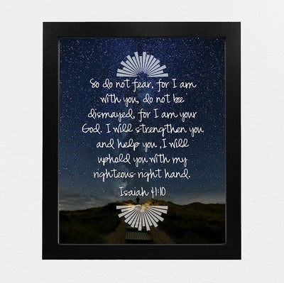 Do Not Fear, I Am With You- Isaiah 41:10- Bible Verse Wall Art- 8x10"-Starry Night w/Lit Path-Scripture Wall Print-Ready to Frame. Home D?cor-Office D?cor-Christian Gifts. He Strengthens & Upholds.