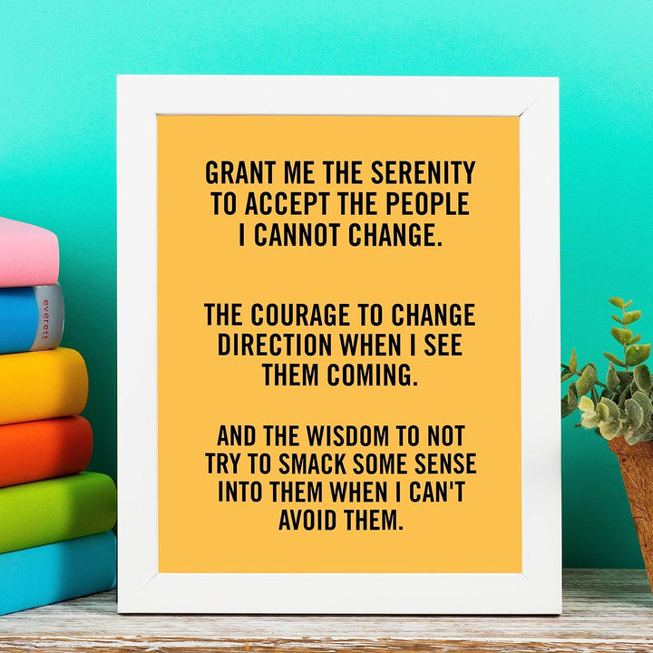 Grant Me the Wisdom to Not Smack Them Funny Wall Art -8 x 10" Sarcastic Print-Ready to Frame. Modern Typographic Design. Humorous Home-Office-Bar-Shop-Cave Decor. Great Novelty Sign-Fun Gift!