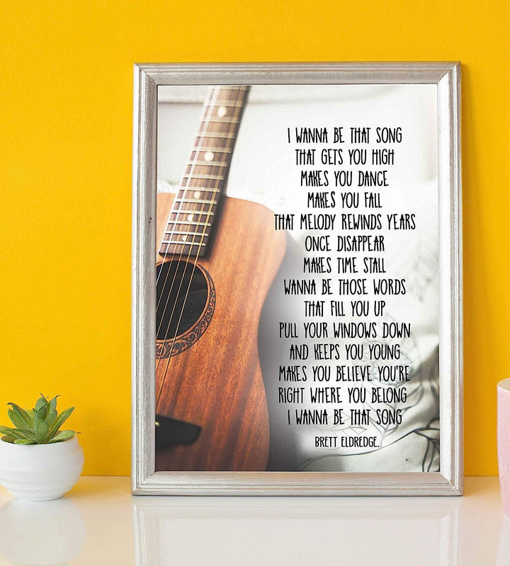 I Wanna Be That-Brett Eldredge Song Lyric Art-8 x 10" Lyrical Wall Sign-Ready to Frame. Country Music Poster Print w/Guitar Image. Ideal Home-Studio-Bar-Cave Decor. Perfect for Country Music Fans!