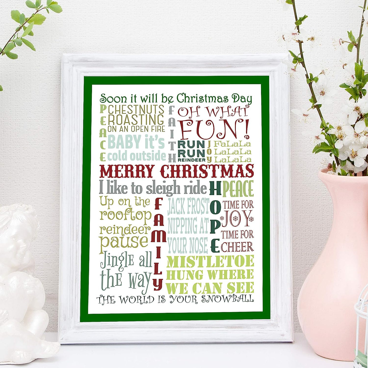Soon It Will Be Christmas Day Christmas Songs Wall Art -11 x 14" Holiday Music Poster Print -Ready to Frame. Typographic Sign for Home-Welcome-Kitchen-Farmhouse Decor. Display Your Holiday Joy!
