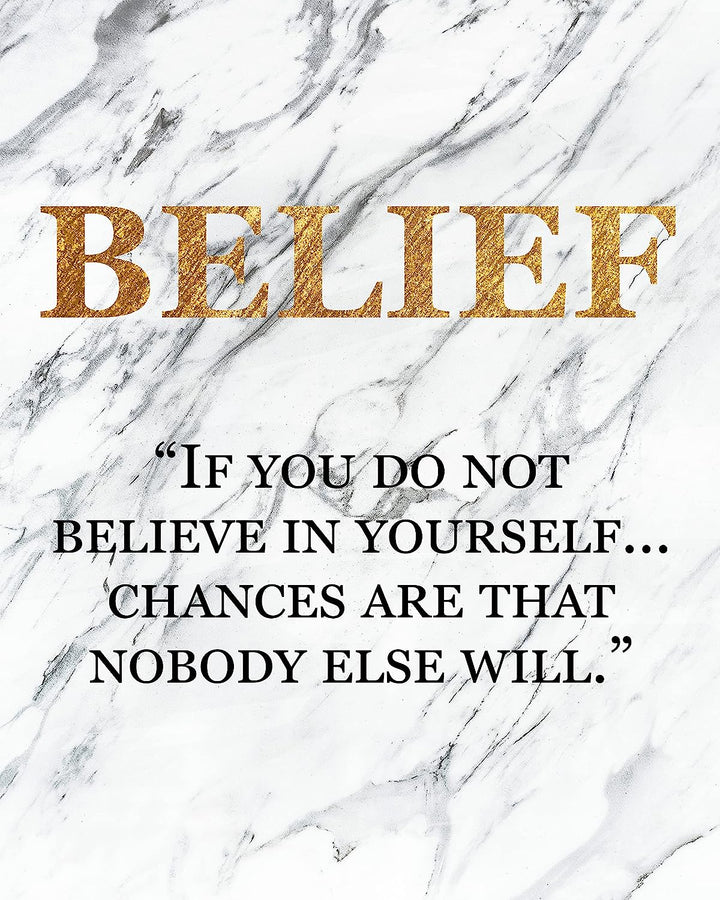Success Traits &amp; Quotes Wall Art-4 Print Set-8 x 10"s Motivational Art Wall Prints-Ready to Frame. DESIRE-BELIEF-GOALS-ATTITUDE. Gold &amp; Granite Design-Home, Class &amp; Office D?cor. Grad-Executive Gift.