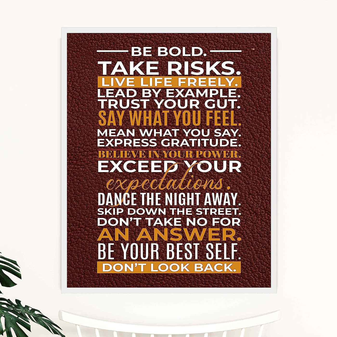 Be Bold-Take Risks-Live Life Freely- Motivational Quotes Wall Art Sign - 11 x 14" Inspirational Typographic Print-Ready to Frame. Home-Office-School-Gym-Dorm Decor. Great Reminders for Motivation!