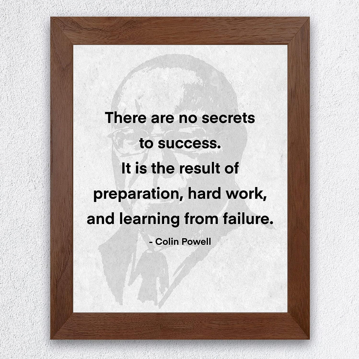 Colin Powell-"There Are No Secrets to Success"-Motivational Quotes Wall Art -8 x 10" Political Silhouette Print-Ready to Frame. Home-Office-School-Library Decor. Great Gift for History Fans!