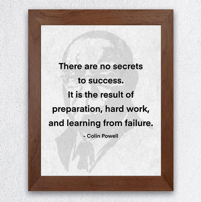 Colin Powell-"There Are No Secrets to Success"-Motivational Quotes Wall Art -8 x 10" Political Silhouette Print-Ready to Frame. Home-Office-School-Library Decor. Great Gift for History Fans!