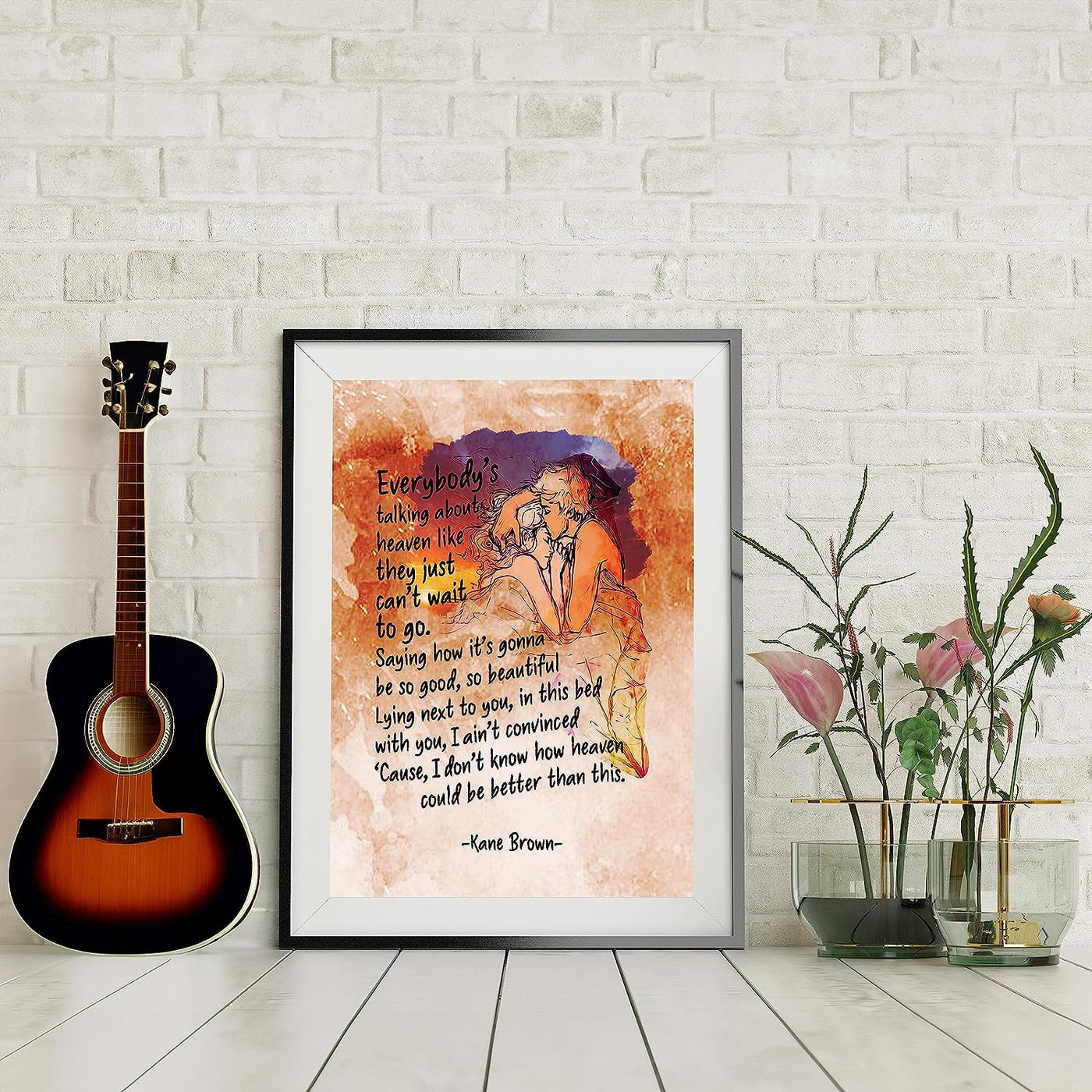 Kane Brown-"Everybody's Talking About Heaven" -Song Lyric Wall Art Sign -11 x 14" Country Music Poster Print -Ready to Frame. Rustic Decor for Home-Studio-Bar-Dorm-Cave. Great Gift for Fans!