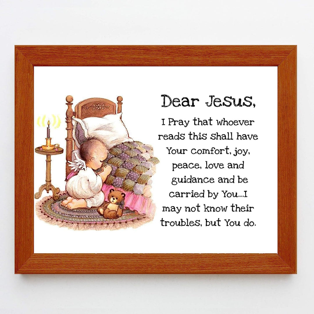 Dear Jesus-Christian Prayer Wall Art -10 x 8" Typographic Poster Print-Ready to Frame. Inspirational Home-Kids Bedroom-Nursery-Sunday School-Church Decor. Great Children&