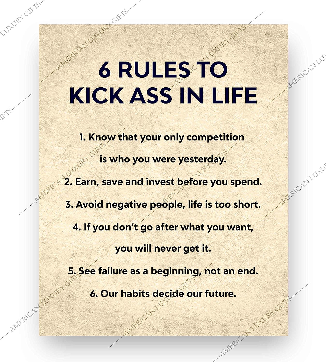 Six Rules to Kick Ass in Life-Inspirational Wall Art-8 x 10" Fierce Motivational Poster Print-Ready to Frame. Home-Office-Studio-Dorm Decor. Perfect Desk & Cubicle Sign. Great Gift of Motivation!