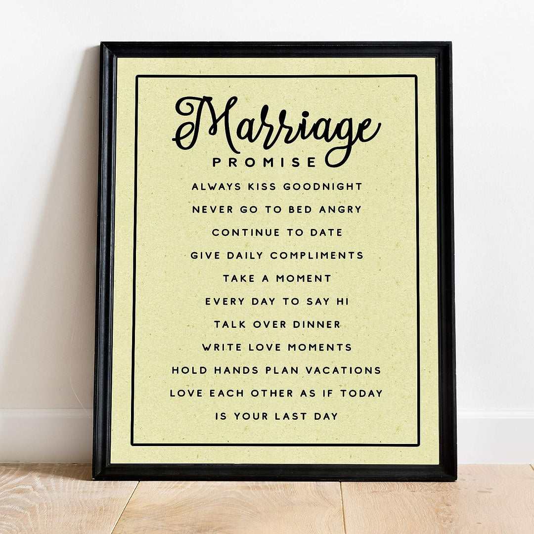 Marriage Promise-Inspirational Wall Art -11 x 14" Love &amp; Marriage Wall Print w/Replica Parchment Design-Ready to Frame. Perfect For Spouse-Life Partners. Great Engagement-Wedding-Anniversary Gift!
