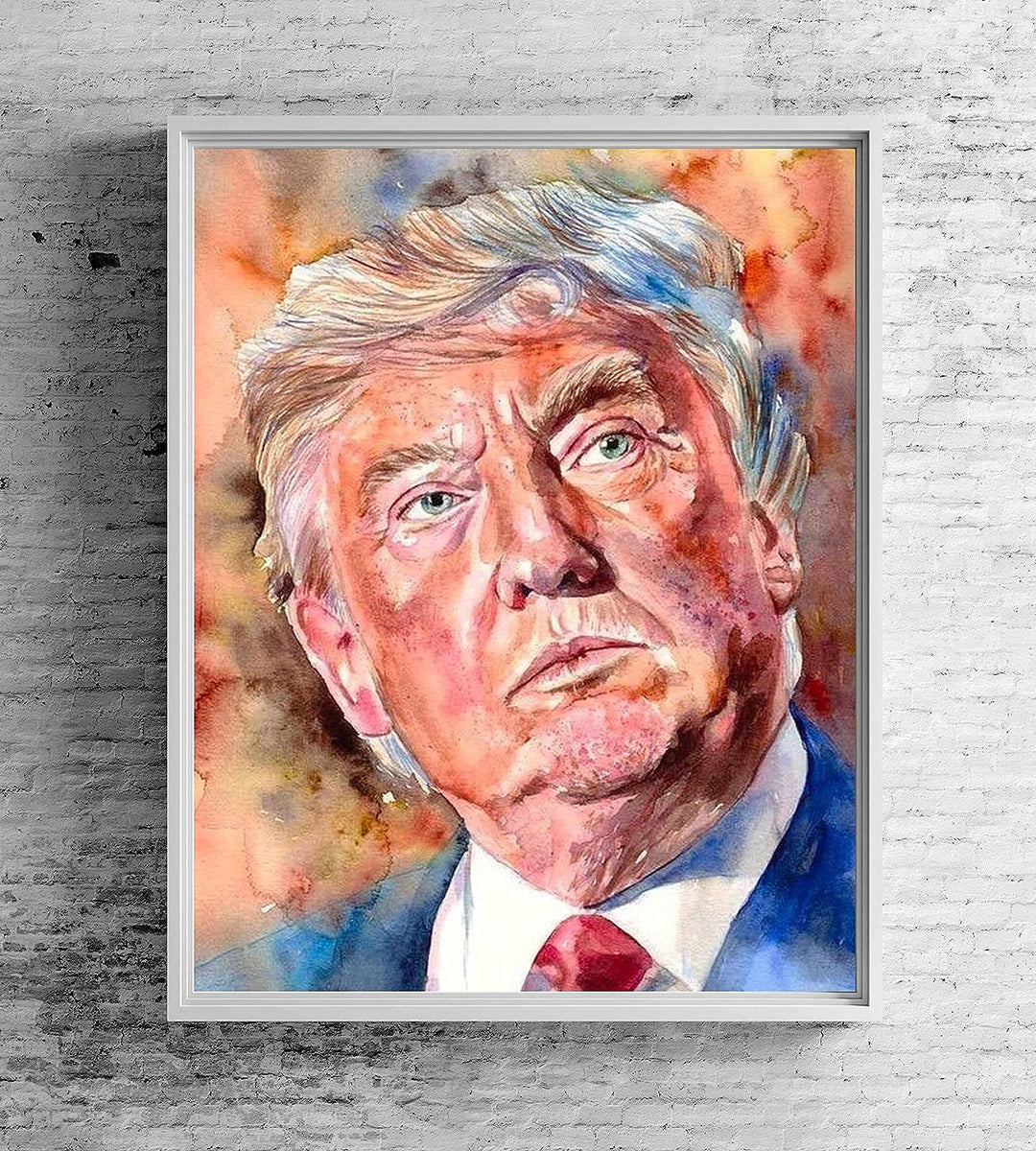 President Donald Trump Portrait-8 x 10" Presidential Wall Art Painting-Ready to Frame. Inspirational Patriotic Poster Print. Home-Office-School-Library Decor. Great for Republican &amp; Patriot Friends!