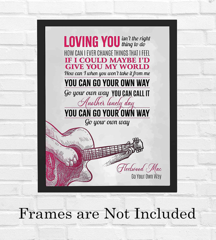 Fleetwood Mac-"You Can Go Your Own Way"-Song Lyrics Wall Art- 11 x 14" Music Lyric Poster Print-Ready to Frame. Home-Studio-Bar-Dorm-Man Cave Decor. Perfect Gift for Fleetwood Mac Fan Collections!