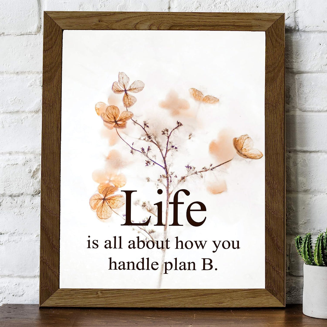 Life All About How You Handle Plan B-Inspirational Quotes Wall Art-8x10" Floral Typographic Photo Print-Ready to Frame. Motivational Home-Office-Studio-Dorm Decor. Great Gift of Inspiration!