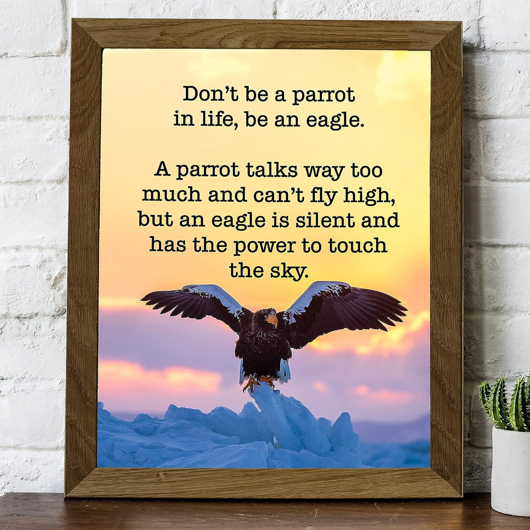 Be An Eagle-Silent &amp; Powerful Motivational Wall Art -8 x 10" Typographic on Eagle Photo Print-Ready to Frame. Inspirational Decor for Home-Office-Studio-School-Gym. Great Sign for Motivation!