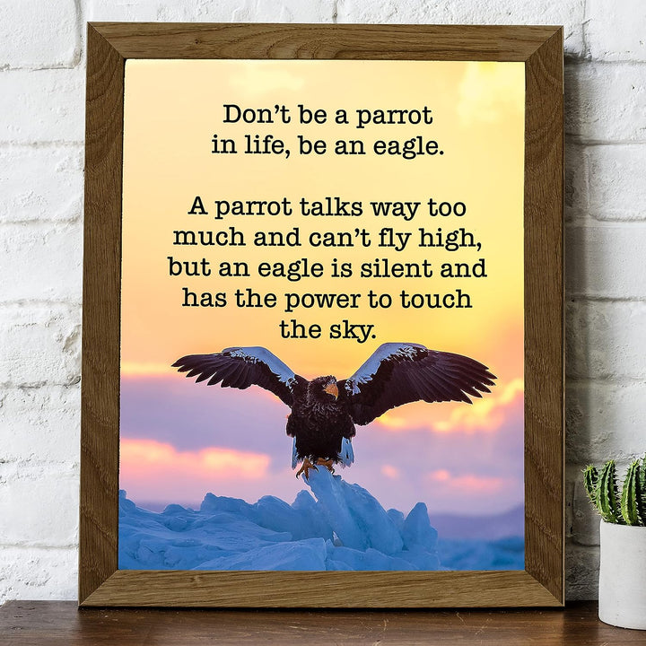 Be An Eagle-Silent &amp; Powerful Motivational Wall Art -8 x 10" Typographic on Eagle Photo Print-Ready to Frame. Inspirational Decor for Home-Office-Studio-School-Gym. Great Sign for Motivation!