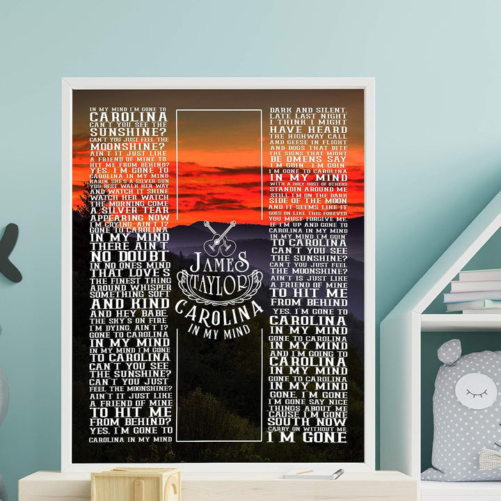 James Taylor-"Carolina In My Mind"-Greatest Hits Wall Sign-11 x 14" Song Art Poster Print-Ready to Frame. Classic Decor for Home-Studio-Bar-Dorm-Cave. Great Gift for All Folk Rock-Country Music Fans!