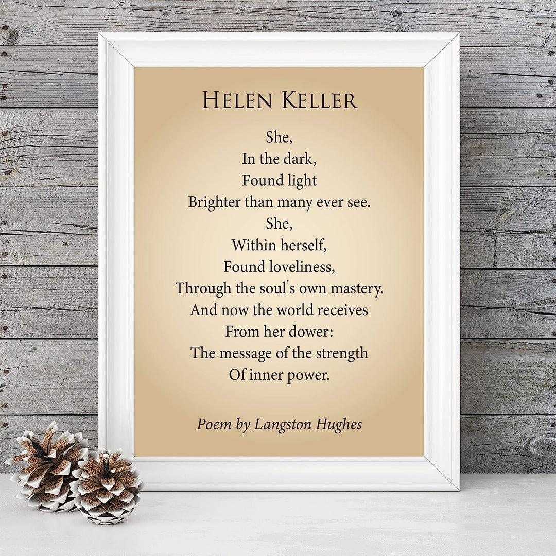 Hellen Keller-Langston Hughes Poetic Wall Art Print-8 x 10" Inspirational Poem Print-Ready to Frame. Modern Typographic Design. Poetry Decor for Home-Office-Study-Library. Great Literary Gift!