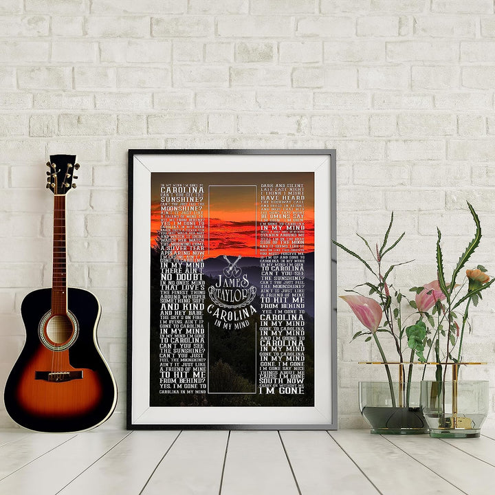 James Taylor-"Carolina In My Mind"-Greatest Hits Wall Sign-11 x 14" Song Art Poster Print-Ready to Frame. Classic Decor for Home-Studio-Bar-Dorm-Cave. Great Gift for All Folk Rock-Country Music Fans!