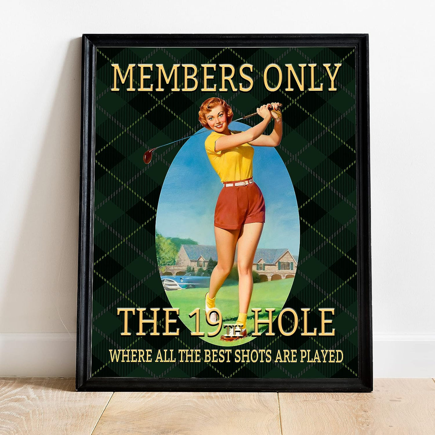 The 19th Hole-Members Only- Vintage Womens Golf Sign-11 x 14" Funny Retro Golf Art Print- Ready to Frame. Home-Office-Club House-Bar-Pub Decor. Great Gift for the Woman Cave & All Golfers!